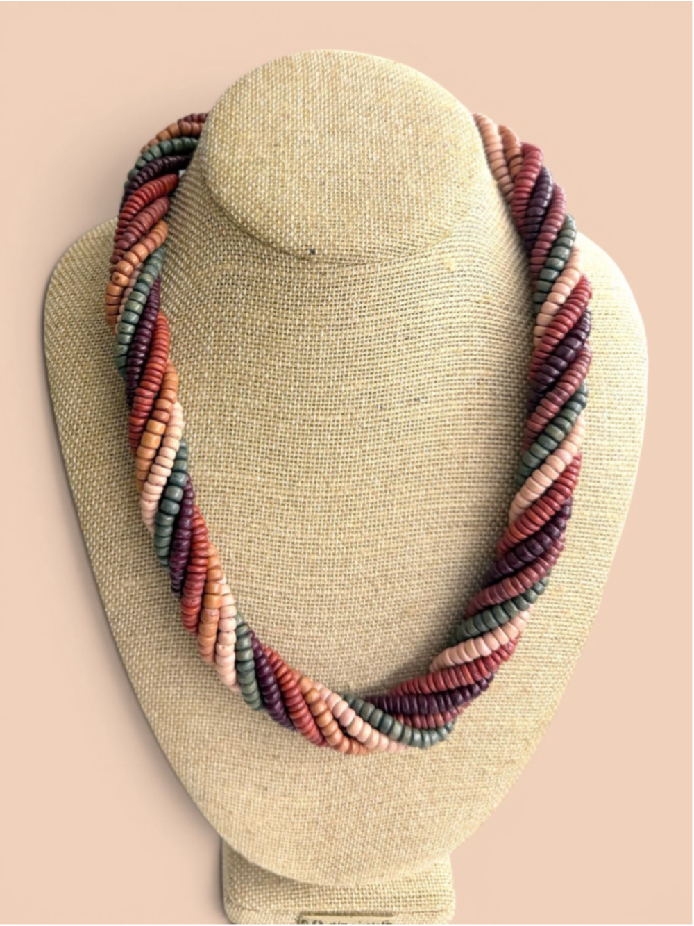 Vintage Boho Multi Strand Heishi Necklace | Southwestern Earth Tone Statement